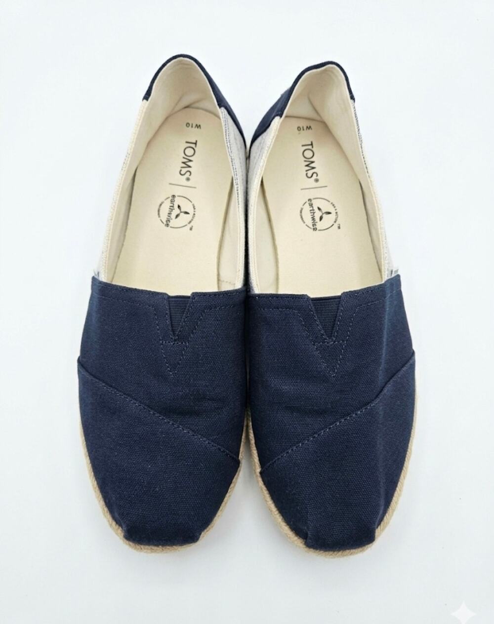 Toms Blue Classic Venice Casual Flat Slip on Logo Canvas Shoe Women's Sz 10
